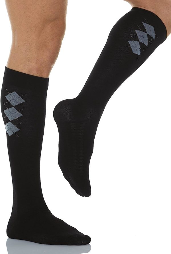 Cotton Knee High Argyle Patterned Blue 820B